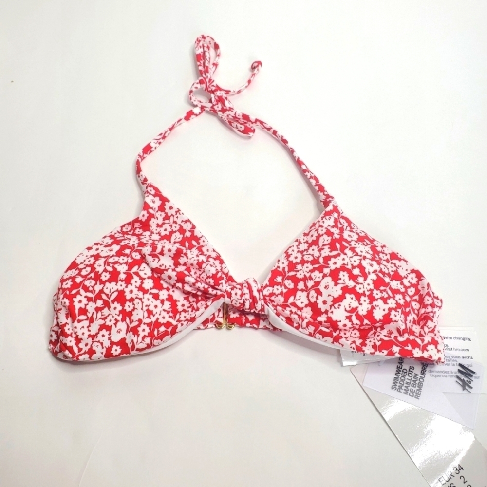 H&M Women's Size 2 Floral Bikini Top New